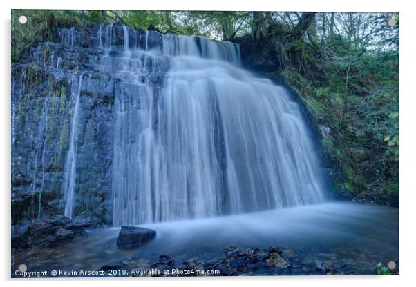 Pistyll Goleu Waterfall, South Wales Acrylic by Kevin Arscott