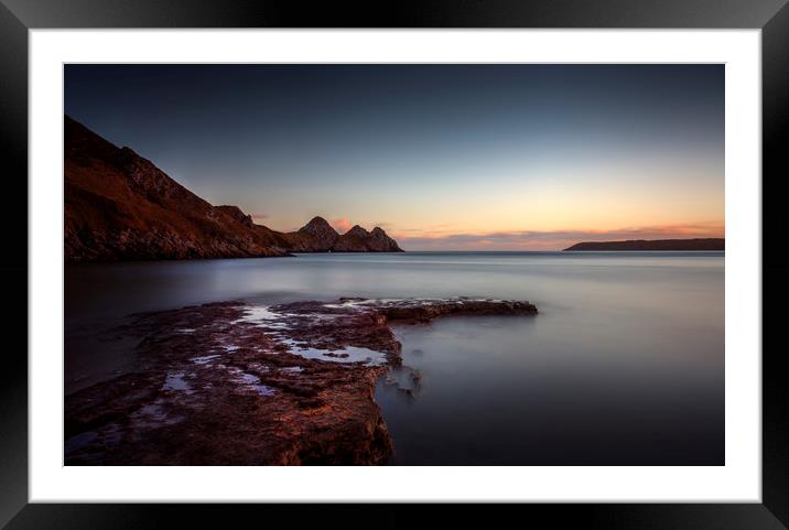 Evening at Three Cliffs Bay Framed Mounted Print by Leighton Collins