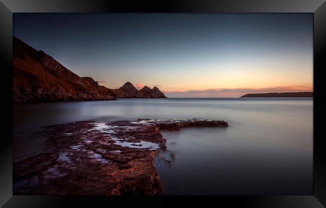 Evening at Three Cliffs Bay Framed Print by Leighton Collins