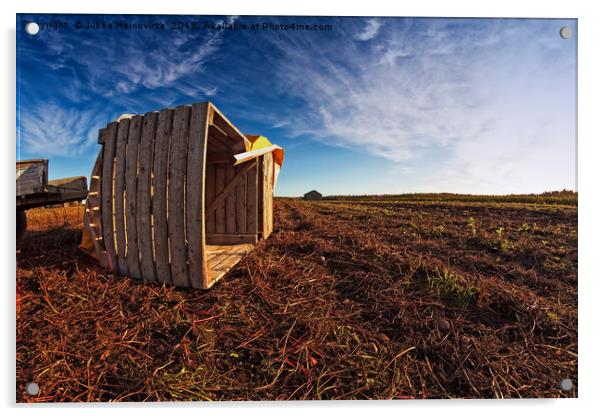 Wooden Crate On The Autumn Fields Acrylic by Jukka Heinovirta