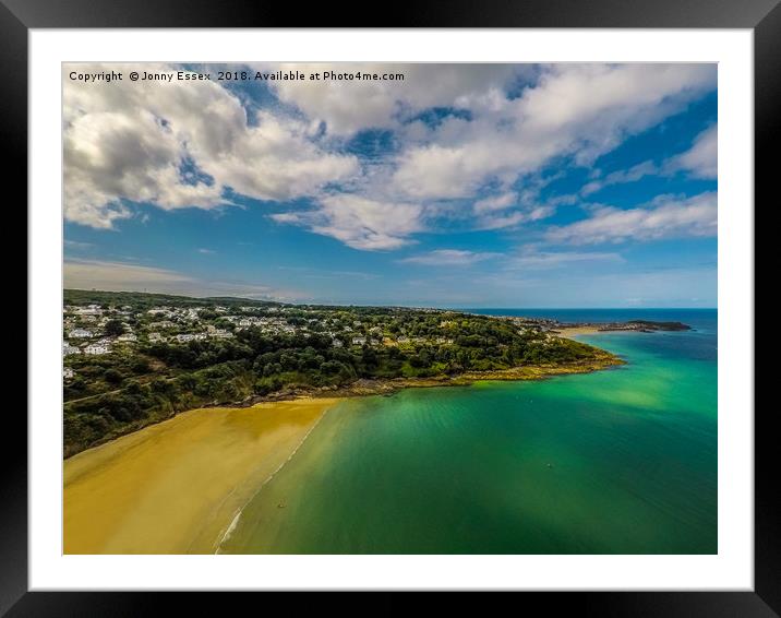 Aerial view of St Ives, Carbis Bay, Cornwall No7 Framed Mounted Print by Jonny Essex