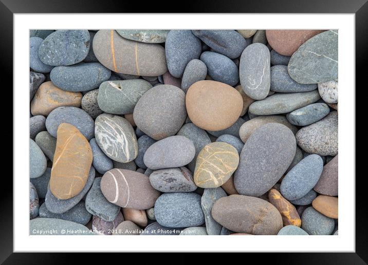 Pebbles on the Beach Framed Mounted Print by Heather Athey