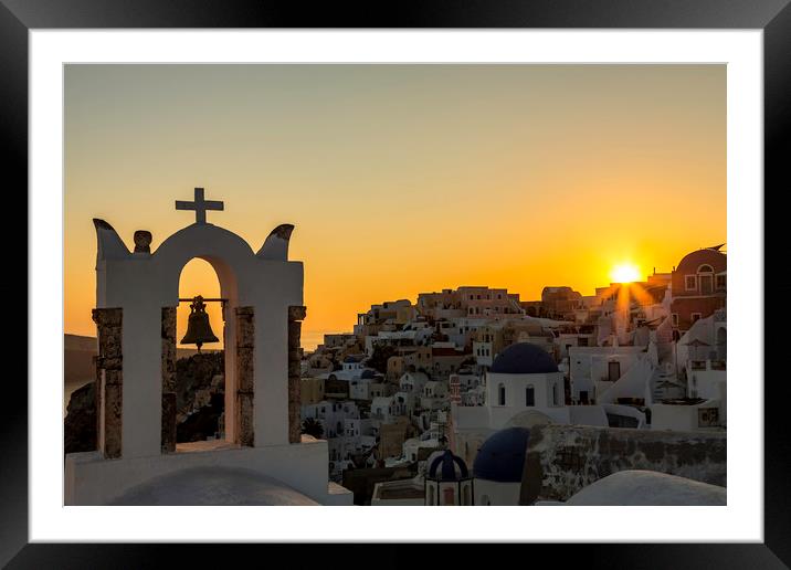 Oia Sunset Framed Mounted Print by Mal Spain
