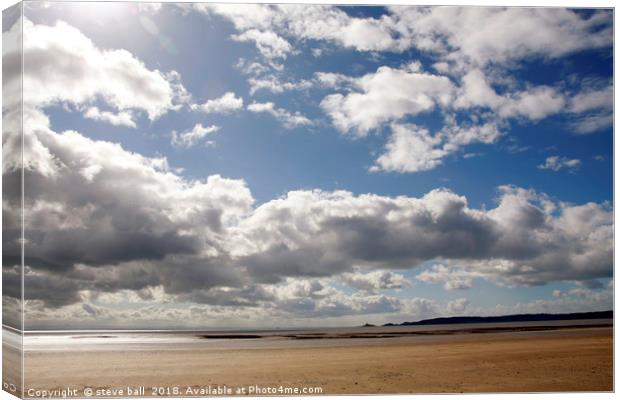 Swansea beach and sky Canvas Print by steve ball