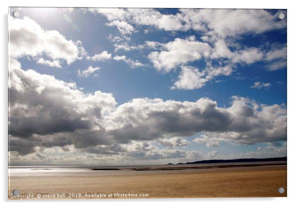 Swansea beach and sky Acrylic by steve ball