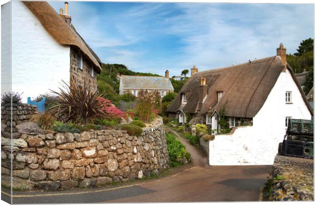Cottages at Cadgwith cove Cornwall Canvas Print by Eddie John