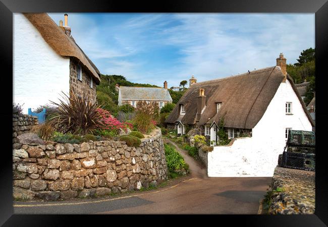 Cottages at Cadgwith cove Cornwall Framed Print by Eddie John