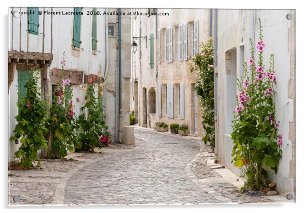 authentic cobblestone street, Saint Martin de Re Acrylic by Florent Lacroute
