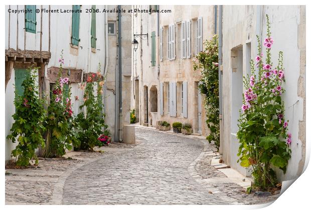 authentic cobblestone street, Saint Martin de Re Print by Florent Lacroute