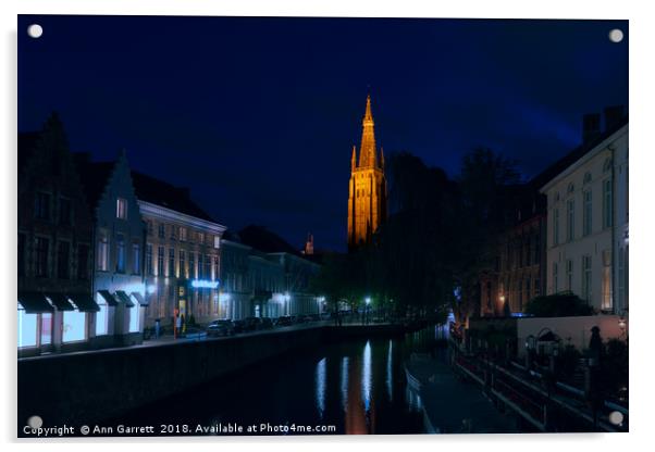 Dijverr Canal Bruges Acrylic by Ann Garrett