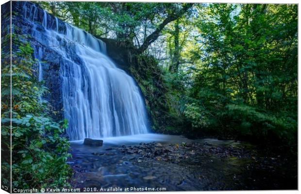 Pistyll Goleu Waterfall, South Wales Canvas Print by Kevin Arscott