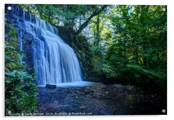Pistyll Goleu Waterfall, South Wales Acrylic by Kevin Arscott