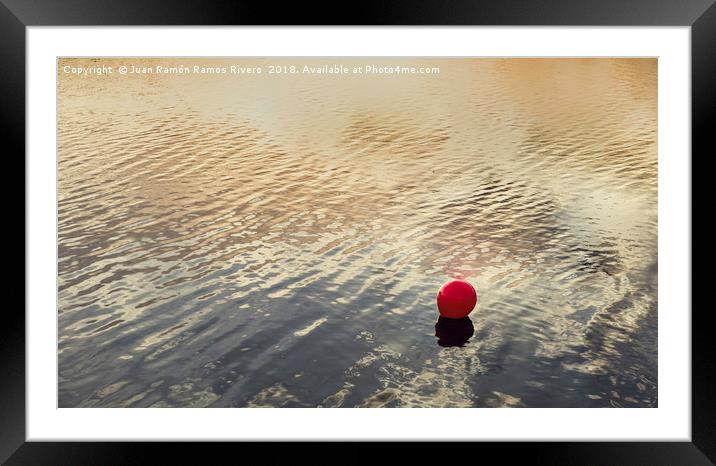 Red buoy marking the bathing area Framed Mounted Print by Juan Ramón Ramos Rivero