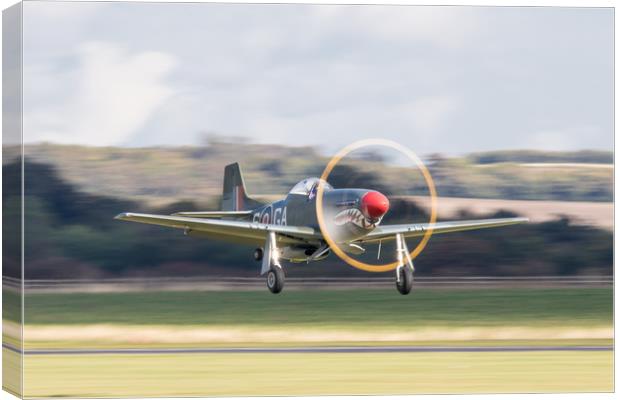 North American P-51D Mustang  Takes Off Canvas Print by J Biggadike