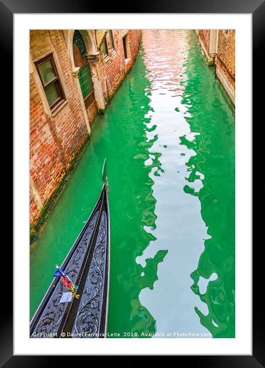 Gondola Crossing Small Canal, Venice, Italy Framed Mounted Print by Daniel Ferreira-Leite