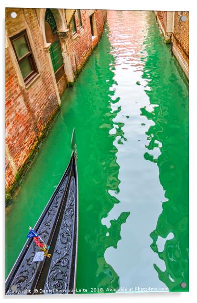 Gondola Crossing Small Canal, Venice, Italy Acrylic by Daniel Ferreira-Leite