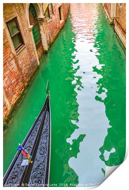 Gondola Crossing Small Canal, Venice, Italy Print by Daniel Ferreira-Leite