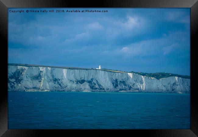 View at the Dover port, White Cliff Framed Print by NKH10 Photography