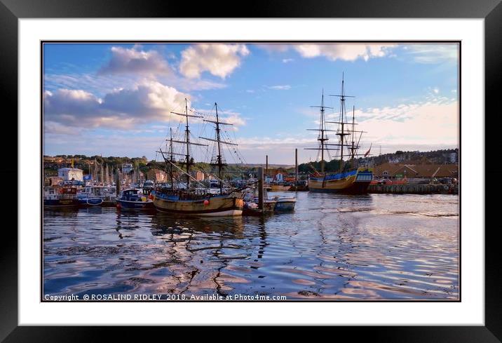 "Evening light on Whitby Endeavour" Framed Mounted Print by ROS RIDLEY