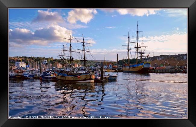 "Evening light on Whitby Endeavour" Framed Print by ROS RIDLEY