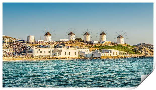 The Beautiful Windmills of Mykonos Print by Naylor's Photography