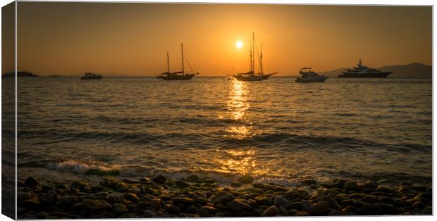 Sun setting in Mykonos Canvas Print by Naylor's Photography