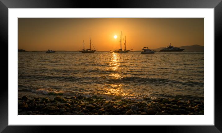 Sun setting in Mykonos Framed Mounted Print by Naylor's Photography