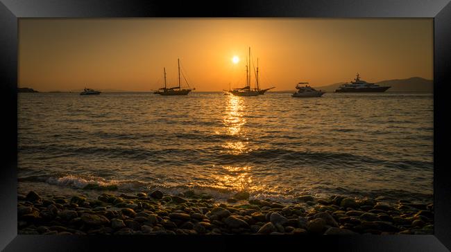 Sun setting in Mykonos Framed Print by Naylor's Photography
