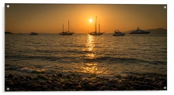 Sun setting in Mykonos Acrylic by Naylor's Photography