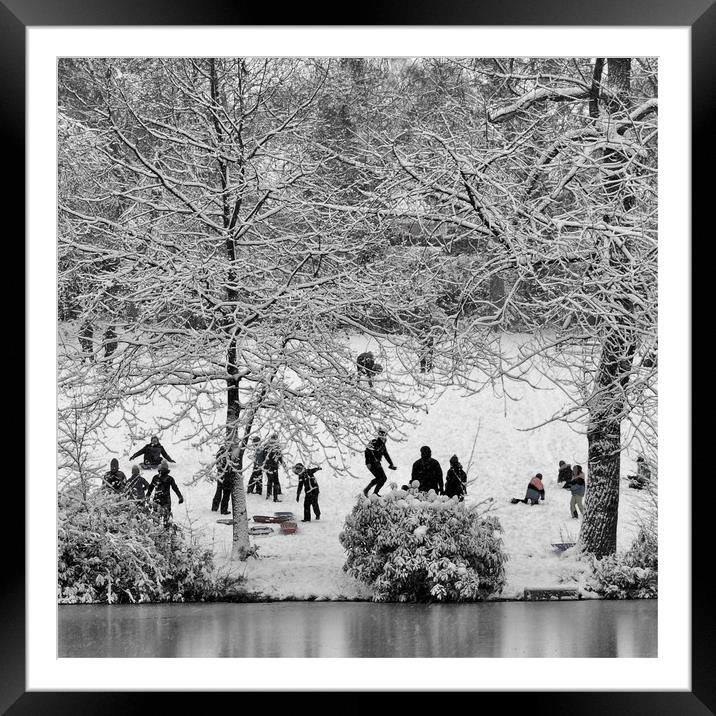 Park in Snow  Framed Mounted Print by Victor Burnside