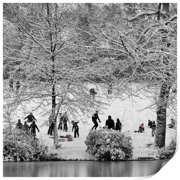 Park in Snow  Print by Victor Burnside