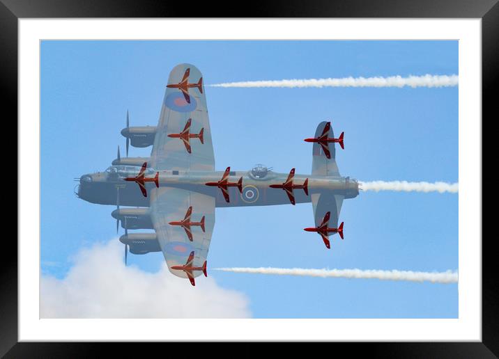 Red Arrows Lancaster formation Framed Mounted Print by Oxon Images