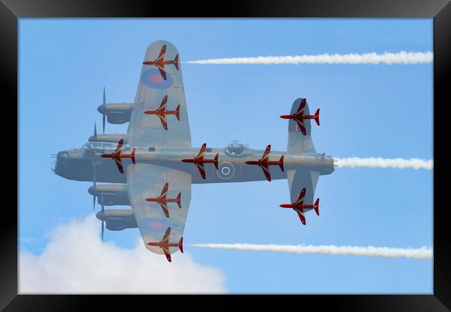 Red Arrows Lancaster formation Framed Print by Oxon Images