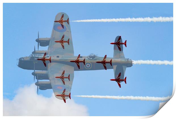 Red Arrows Lancaster formation Print by Oxon Images