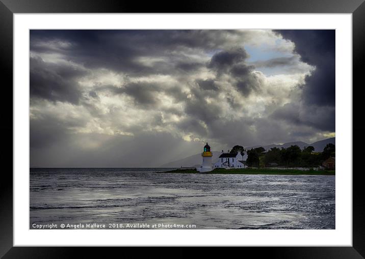 Light House Loch Linnhe on a stormy day Framed Mounted Print by Angela Wallace