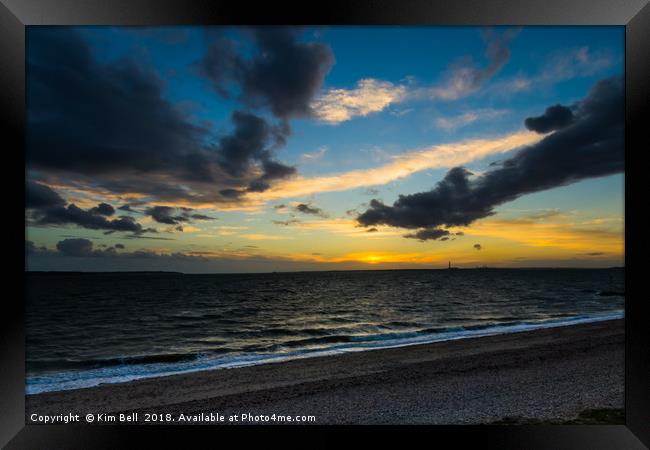 Sunset at Lee on The  Solent  Framed Print by Kim Bell