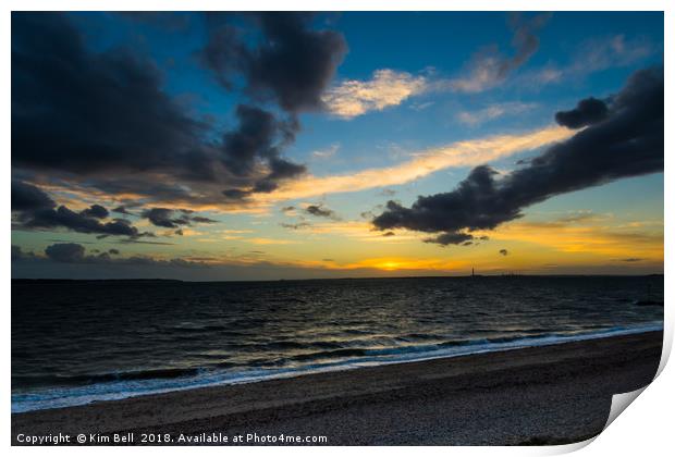 Sunset at Lee on The  Solent  Print by Kim Bell