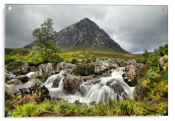 Etive waterfall in early Autumn Acrylic by JC studios LRPS ARPS