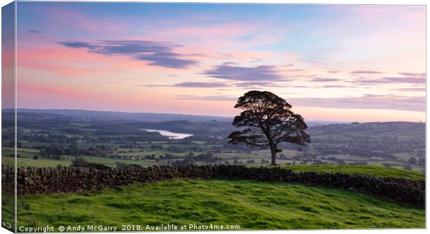 Tittesworth Reservoir from the Roaches post sunset Canvas Print by Andy McGarry