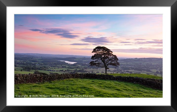 Tittesworth Reservoir from the Roaches post sunset Framed Mounted Print by Andy McGarry