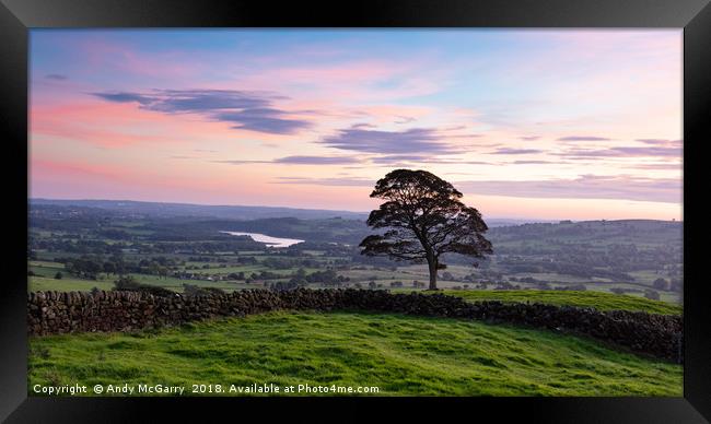 Tittesworth Reservoir from the Roaches post sunset Framed Print by Andy McGarry