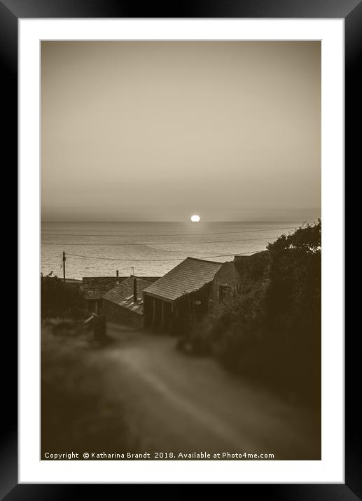 Sunset over Tregardock Farm in North Cornwall Framed Mounted Print by KB Photo