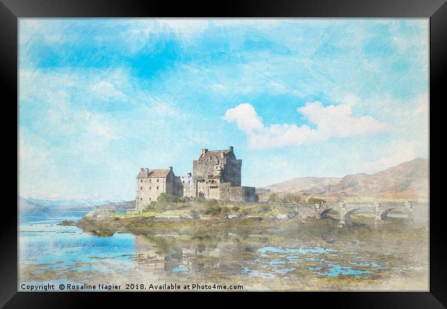Eilean Donan Castle Watercolour Framed Print by Rosaline Napier