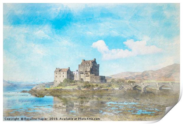 Eilean Donan Castle Watercolour Print by Rosaline Napier
