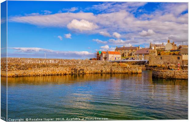 Looking across Portsoy Harbour Canvas Print by Rosaline Napier