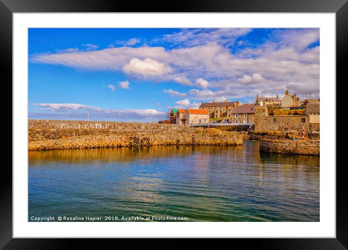 Looking across Portsoy Harbour Framed Mounted Print by Rosaline Napier