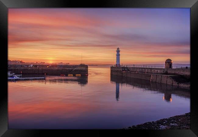 Newhaven lighthouse at dusk Framed Print by Miles Gray