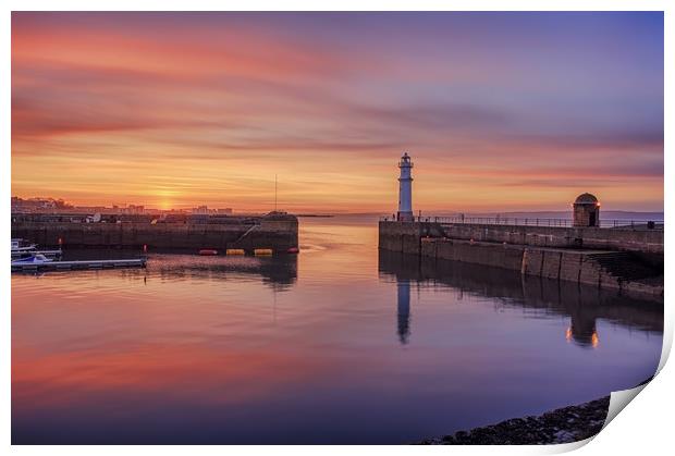 Newhaven lighthouse at dusk Print by Miles Gray