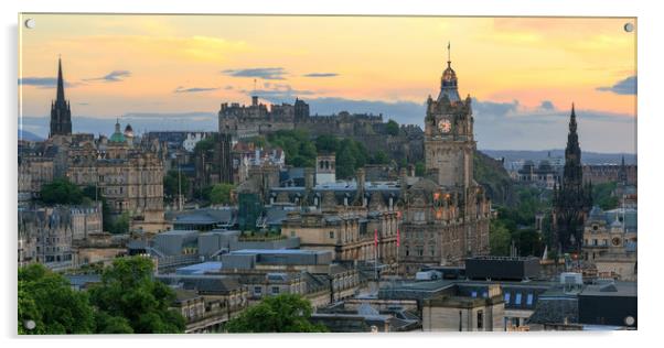 Panoramic View of Edinburgh at Sunset Acrylic by Miles Gray