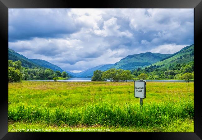 Loch Voil and Passing Place Sign  Framed Print by Rosaline Napier